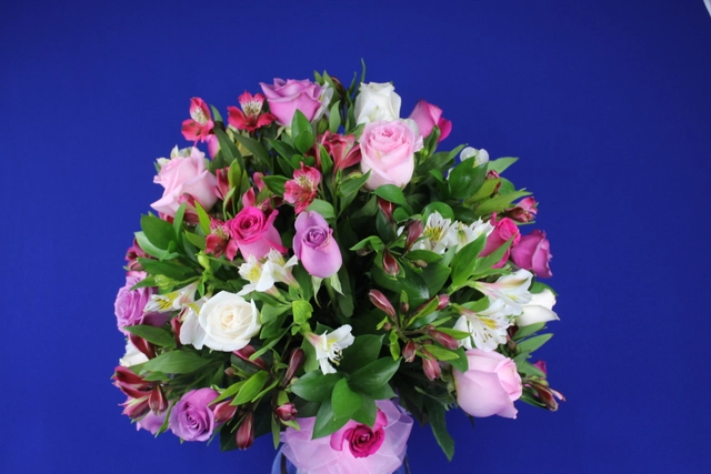 Jarron Jr. con 24 Rosas, Alstromerias y Follaje