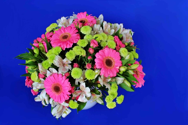 Gerberas en Taza grande de Cerámica